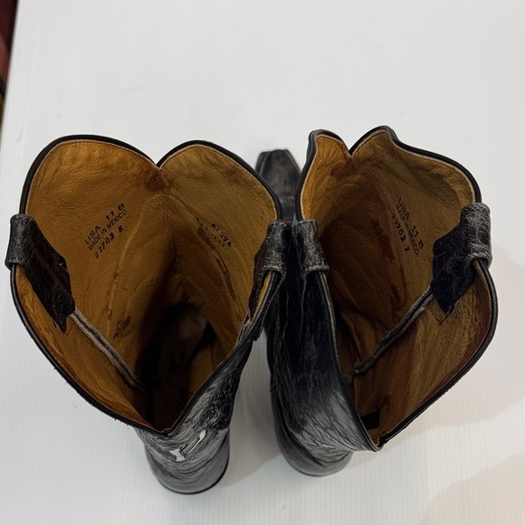 Johnny Ringo Black Crackle and Silver Crosses Heeled Boots - Picture 8 of 15